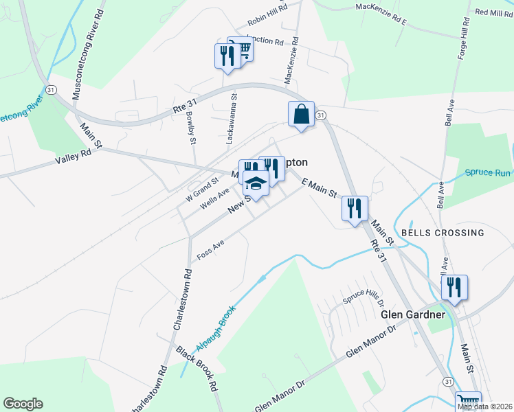 map of restaurants, bars, coffee shops, grocery stores, and more near 32-41 South Street in Hampton