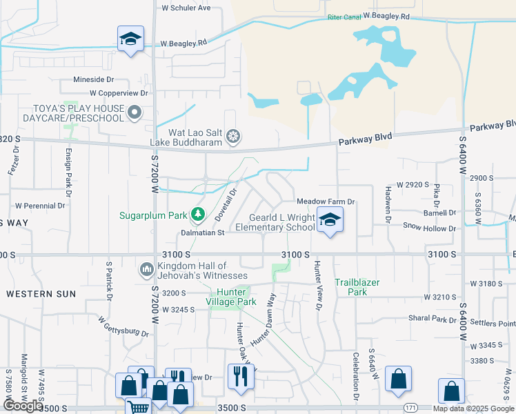 map of restaurants, bars, coffee shops, grocery stores, and more near Horse Road in West Valley City
