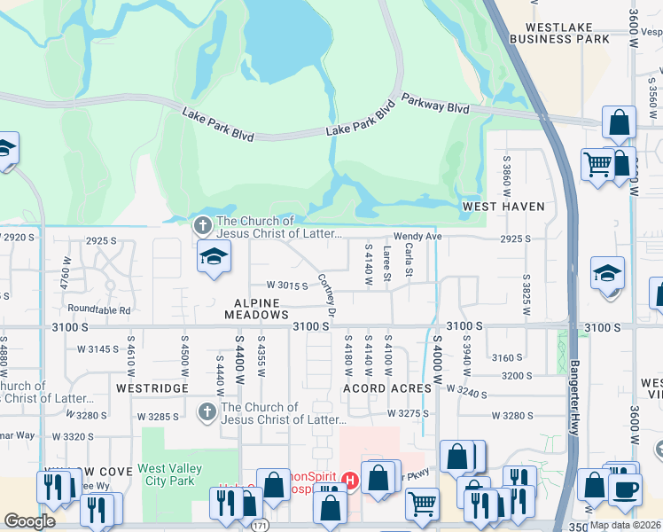 map of restaurants, bars, coffee shops, grocery stores, and more near 4202 Rae Street in West Valley City