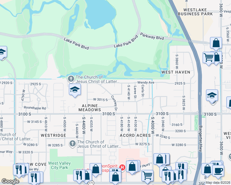 map of restaurants, bars, coffee shops, grocery stores, and more near 4202 Rae Street in West Valley City