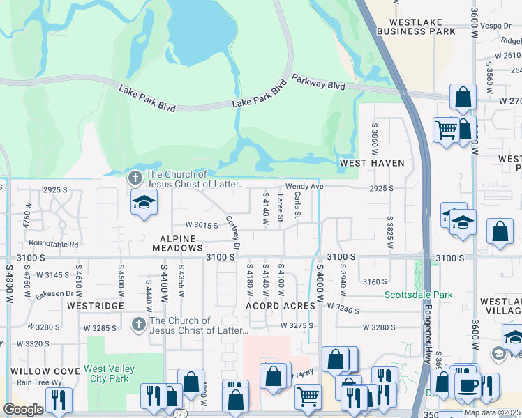 map of restaurants, bars, coffee shops, grocery stores, and more near 2978 South 4140 West in Salt Lake City