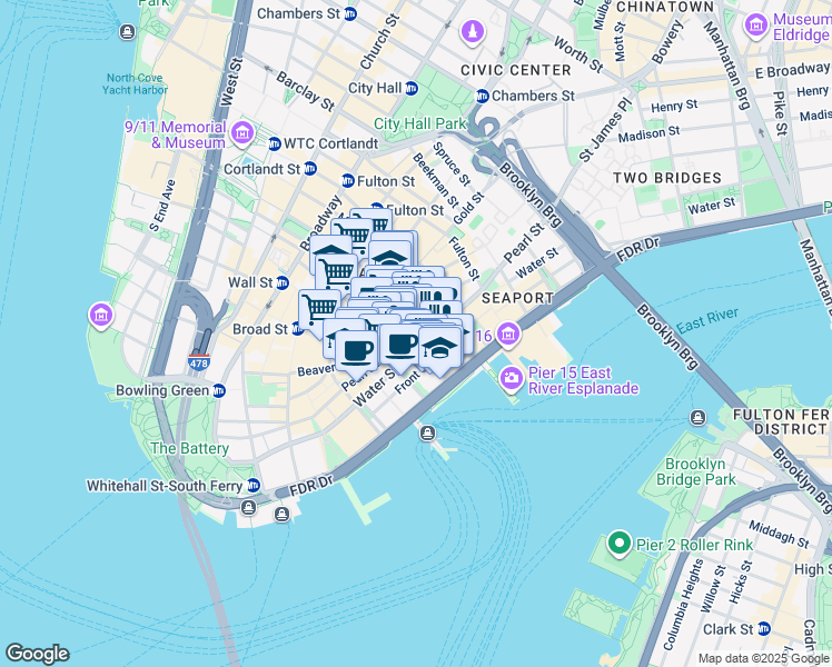 map of restaurants, bars, coffee shops, grocery stores, and more near in New York