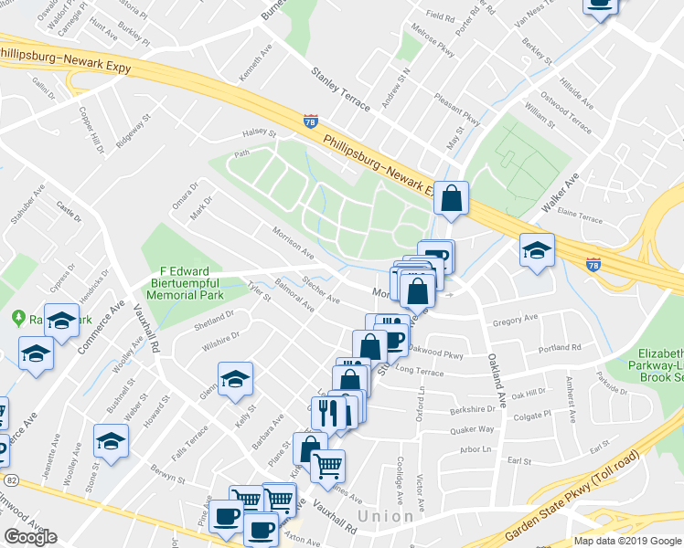 map of restaurants, bars, coffee shops, grocery stores, and more near 2069 Stecher Avenue in Union