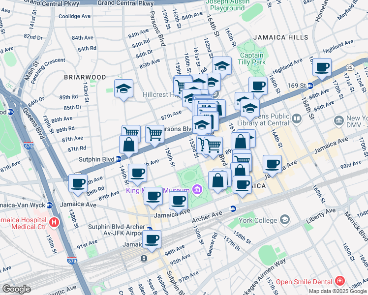 map of restaurants, bars, coffee shops, grocery stores, and more near in Queens