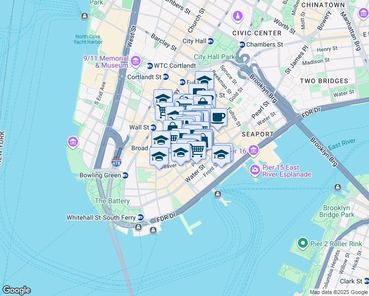 map of restaurants, bars, coffee shops, grocery stores, and more near in New York