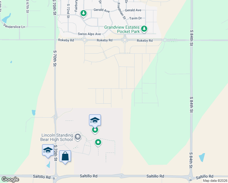 map of restaurants, bars, coffee shops, grocery stores, and more near 7405 Rokeby Road in Lincoln