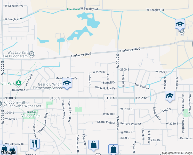 map of restaurants, bars, coffee shops, grocery stores, and more near 2959 Sunoak Circle in West Valley City