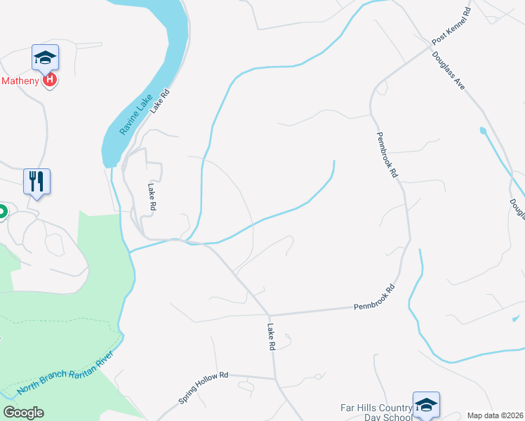 map of restaurants, bars, coffee shops, grocery stores, and more near 50 Hidden Valley Road in Far Hills