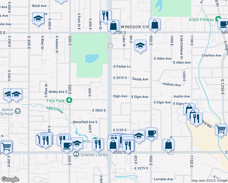 map of restaurants, bars, coffee shops, grocery stores, and more near 730 Garden Avenue in Millcreek
