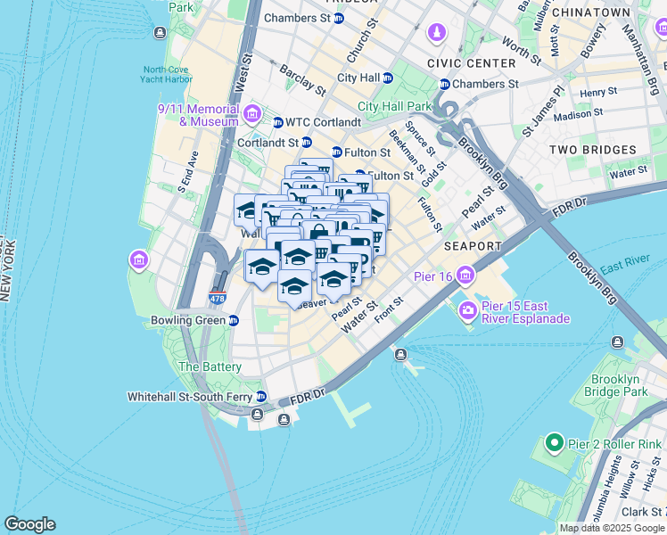 map of restaurants, bars, coffee shops, grocery stores, and more near in New York