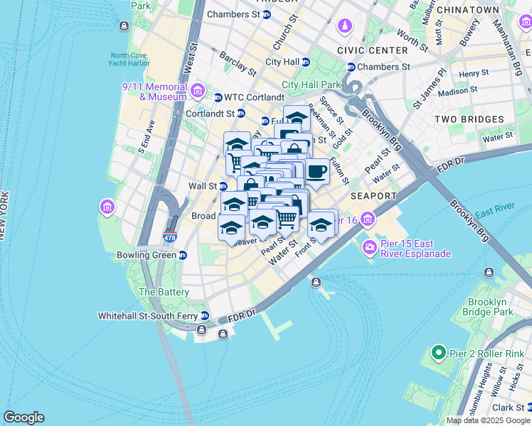 map of restaurants, bars, coffee shops, grocery stores, and more near in New York