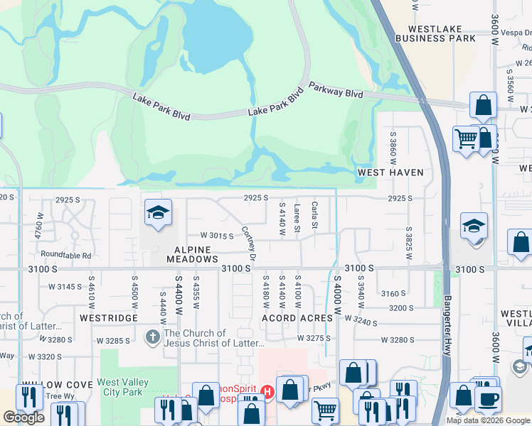 map of restaurants, bars, coffee shops, grocery stores, and more near 4203 Wendy Avenue in West Valley City