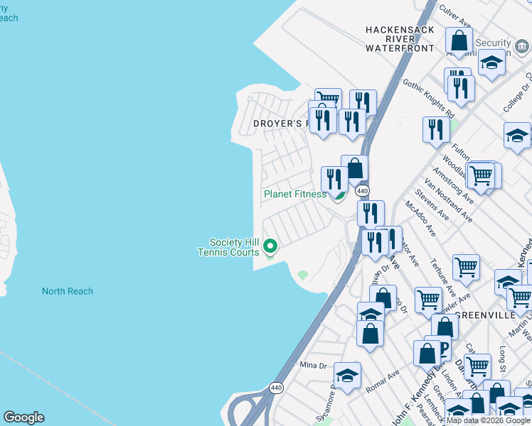 map of restaurants, bars, coffee shops, grocery stores, and more near 2 Willow Street in Jersey City