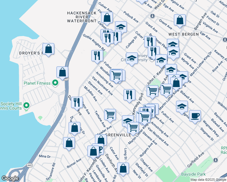 map of restaurants, bars, coffee shops, grocery stores, and more near 155 Sterling Avenue in Jersey City