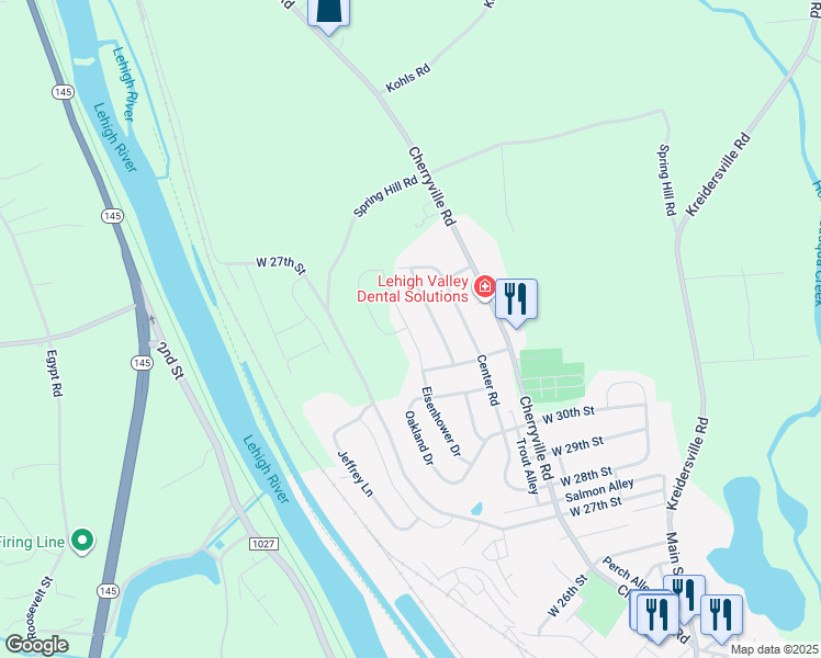 map of restaurants, bars, coffee shops, grocery stores, and more near 3221 Eisenhower Drive in Northampton