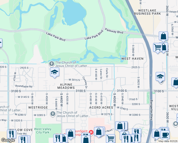 map of restaurants, bars, coffee shops, grocery stores, and more near 4203 Wendy Avenue in West Valley City
