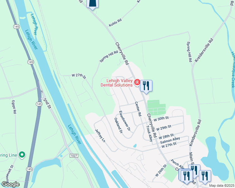 map of restaurants, bars, coffee shops, grocery stores, and more near 3221 Eisenhower Drive in Northampton