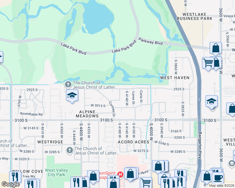 map of restaurants, bars, coffee shops, grocery stores, and more near 4203 Wendy Avenue in West Valley City
