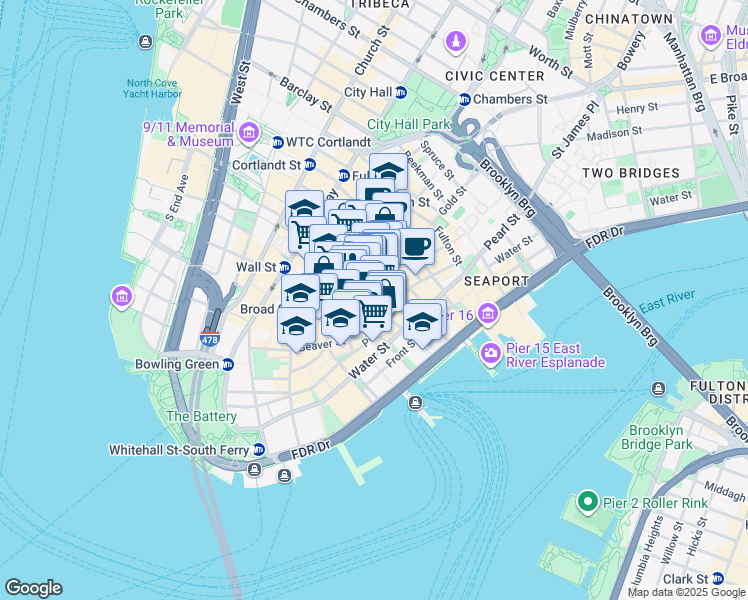 map of restaurants, bars, coffee shops, grocery stores, and more near in New York