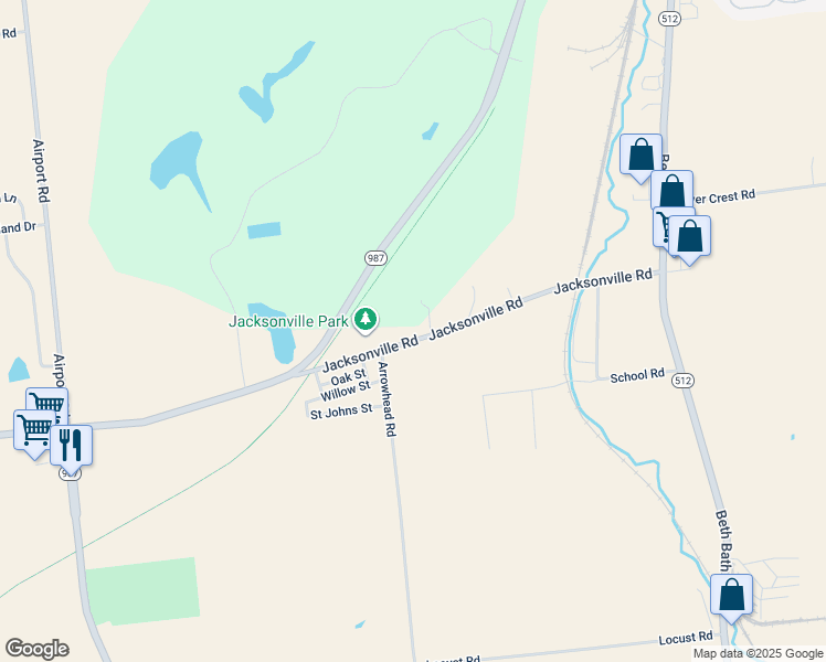 map of restaurants, bars, coffee shops, grocery stores, and more near 6425 Jacksonville Road in Bath