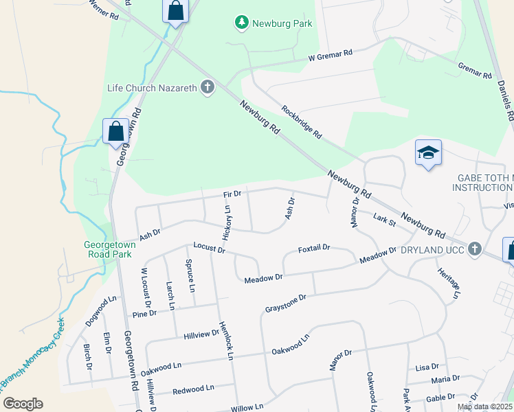 map of restaurants, bars, coffee shops, grocery stores, and more near 512 Magnolia Lane in Nazareth
