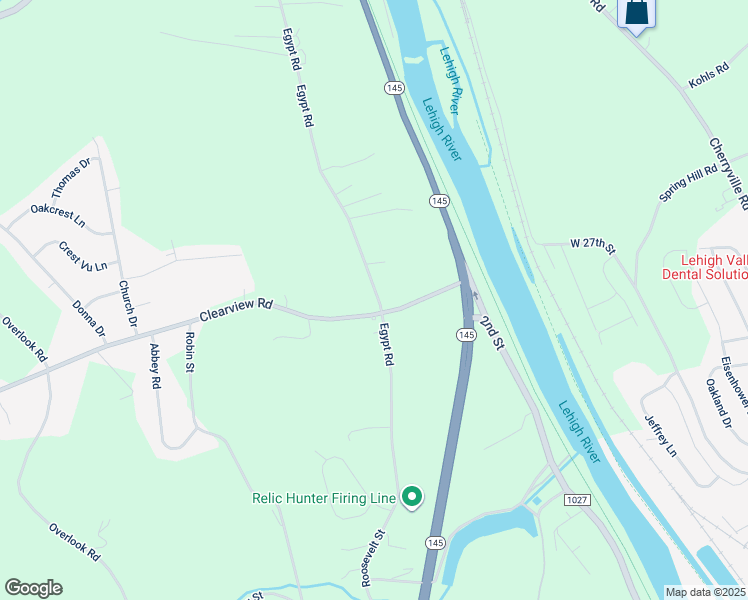 map of restaurants, bars, coffee shops, grocery stores, and more near 1215 Clearview Road in Coplay