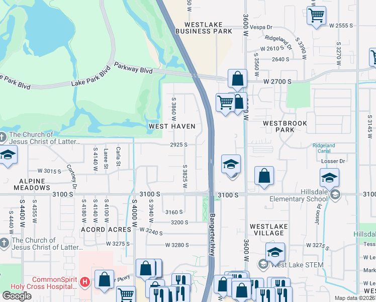 map of restaurants, bars, coffee shops, grocery stores, and more near 2938 South 3825 West in Salt Lake City