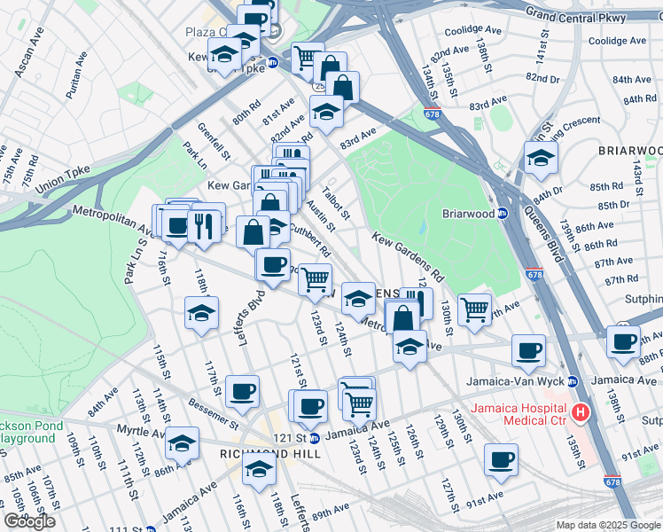 map of restaurants, bars, coffee shops, grocery stores, and more near in Queens