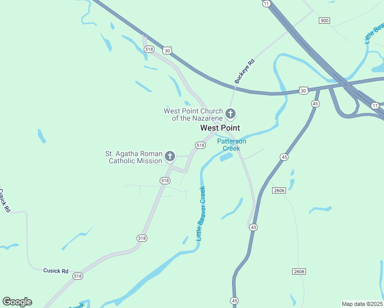 map of restaurants, bars, coffee shops, grocery stores, and more near 42563 Ohio 518 in Lisbon