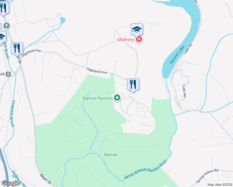 map of restaurants, bars, coffee shops, grocery stores, and more near 58 Highland Avenue in Far Hills