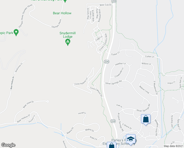 map of restaurants, bars, coffee shops, grocery stores, and more near 5215 Bear Ridge Road in Park City