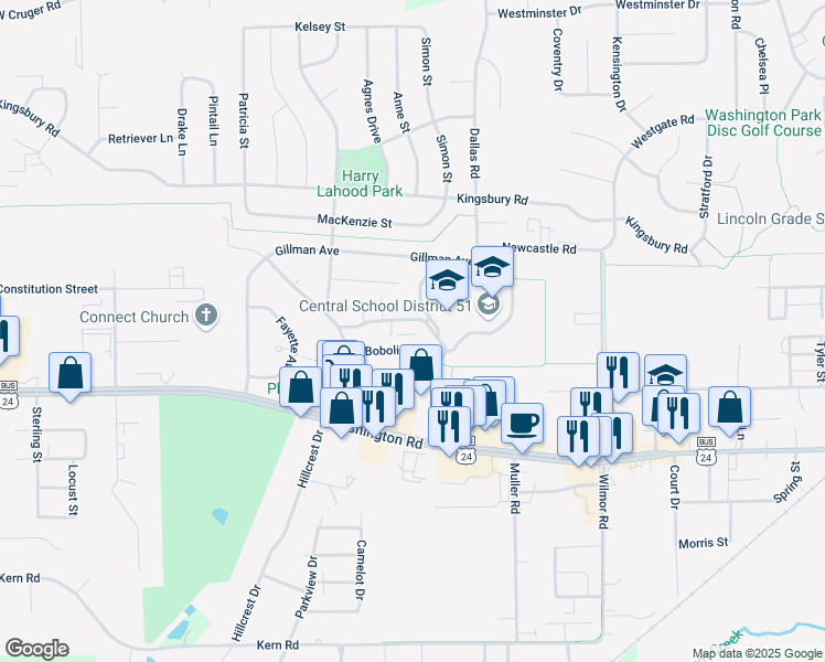 map of restaurants, bars, coffee shops, grocery stores, and more near 1300 Eagle Avenue in Washington