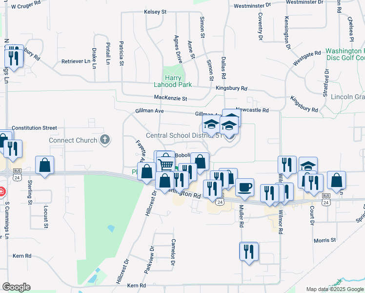 map of restaurants, bars, coffee shops, grocery stores, and more near 1410 Eagle Avenue in Washington