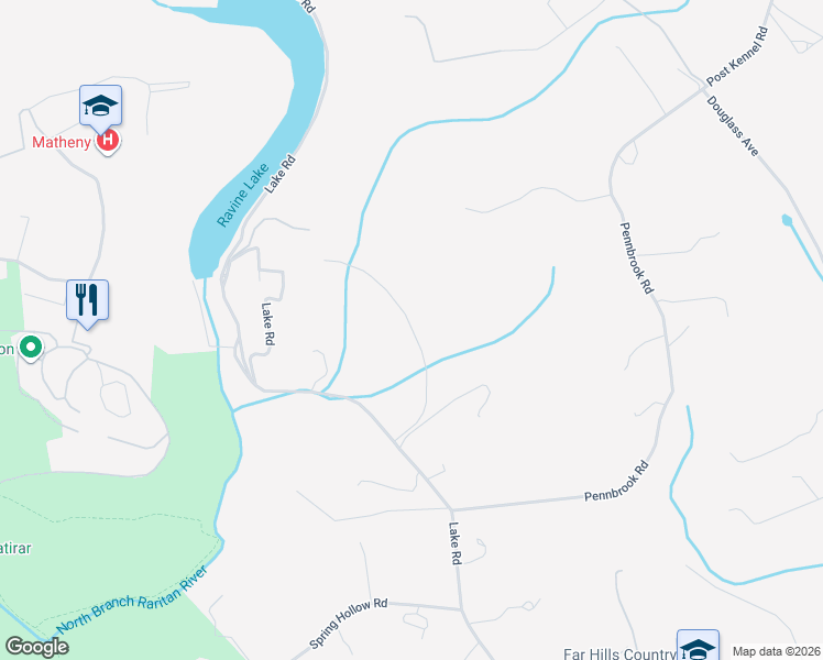 map of restaurants, bars, coffee shops, grocery stores, and more near 50 Hidden Valley Road in Far Hills