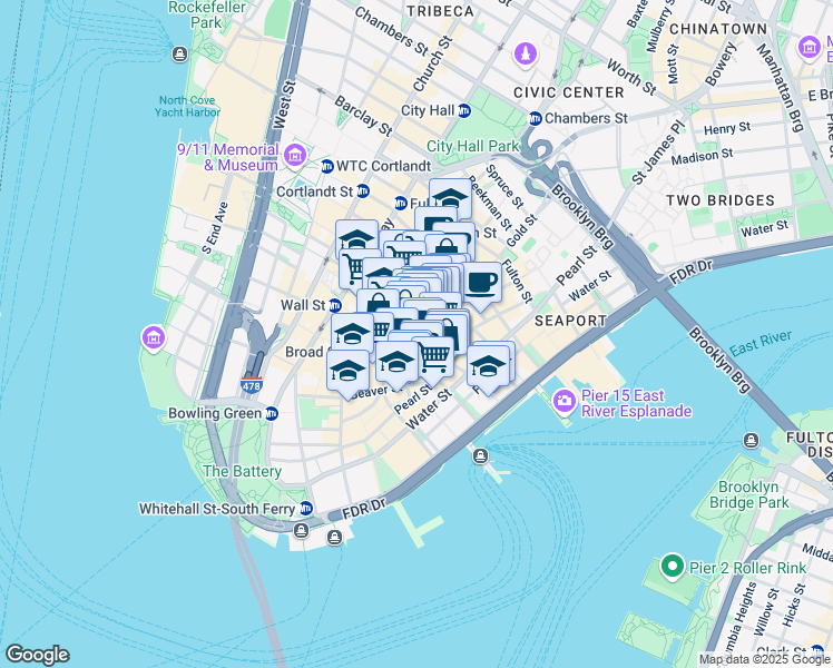 map of restaurants, bars, coffee shops, grocery stores, and more near in New York