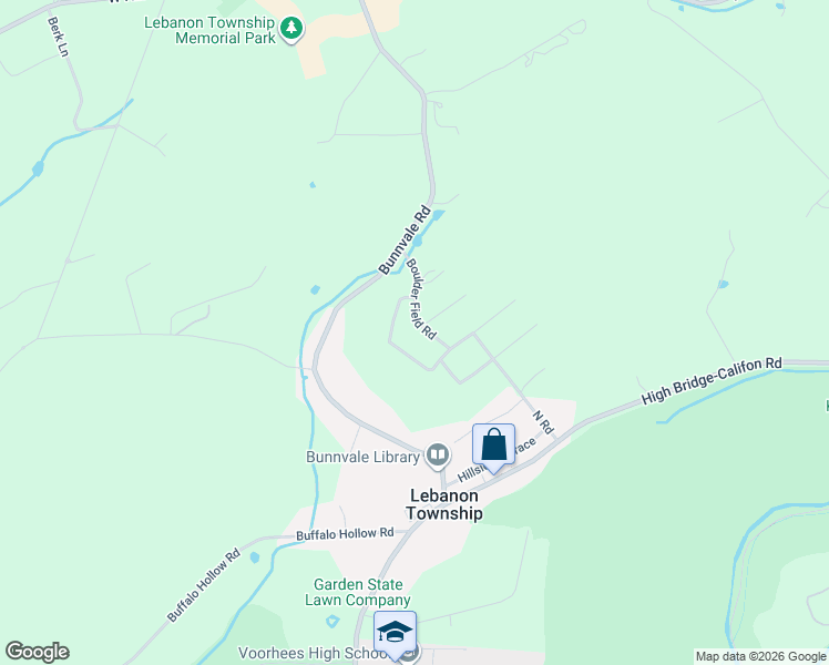 map of restaurants, bars, coffee shops, grocery stores, and more near 12 Boulder Field Road in Califon