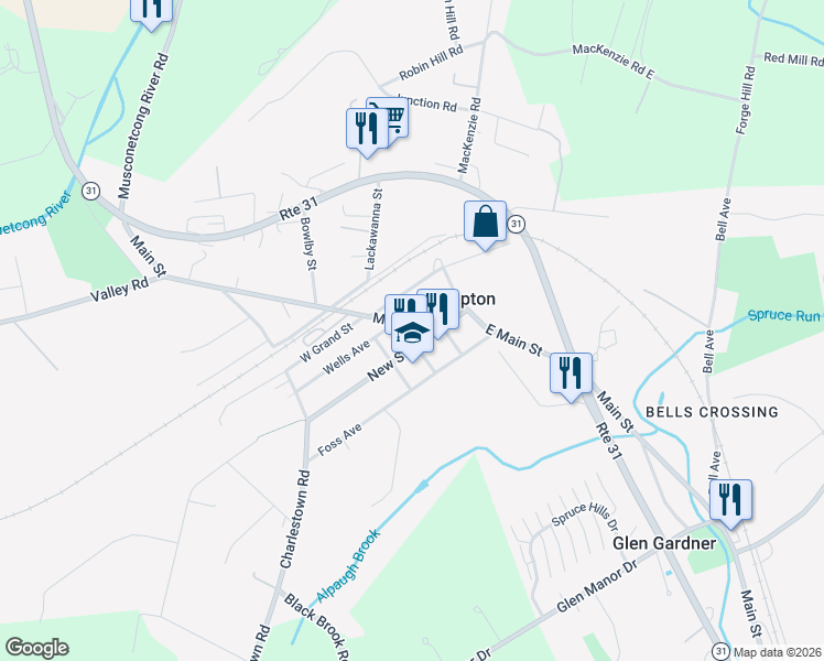 map of restaurants, bars, coffee shops, grocery stores, and more near 49 Main Street in Hampton