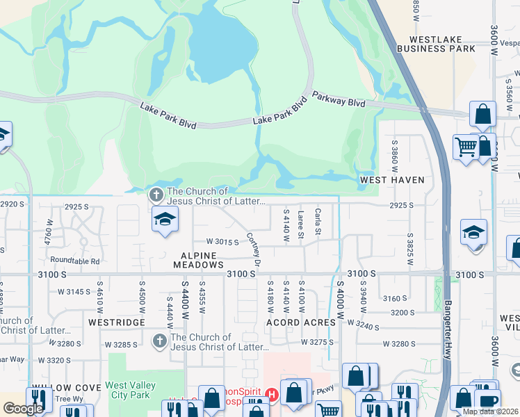 map of restaurants, bars, coffee shops, grocery stores, and more near 4203 West Wendy Avenue in West Valley City