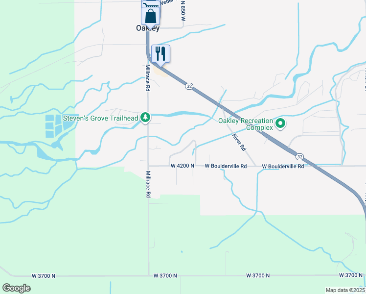 map of restaurants, bars, coffee shops, grocery stores, and more near 4312 Meadow Lane in Oakley
