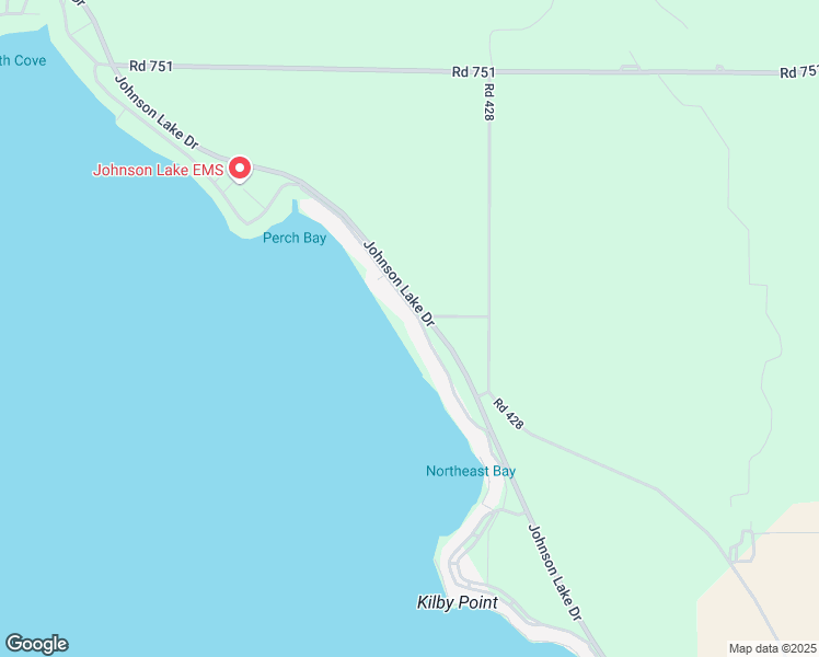map of restaurants, bars, coffee shops, grocery stores, and more near 6 Perch Bay in Johnson Lake