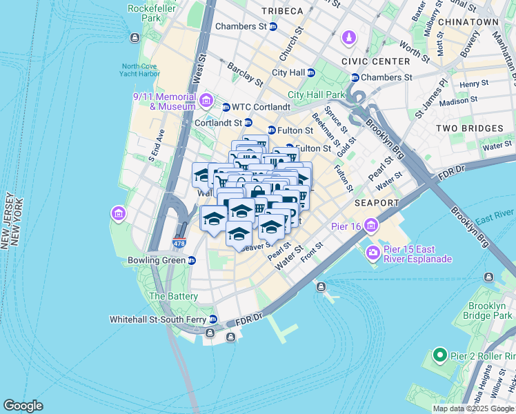 map of restaurants, bars, coffee shops, grocery stores, and more near in New York