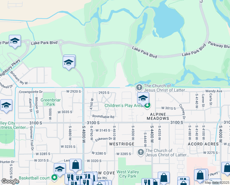 map of restaurants, bars, coffee shops, grocery stores, and more near 3871 2925 South in West Valley City