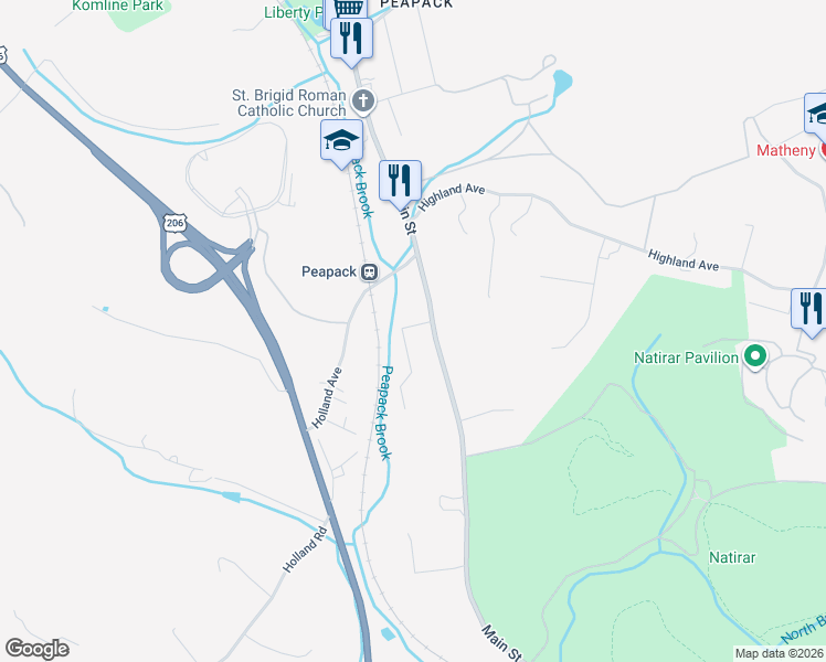 map of restaurants, bars, coffee shops, grocery stores, and more near 1 Railroad Avenue in Somerset County