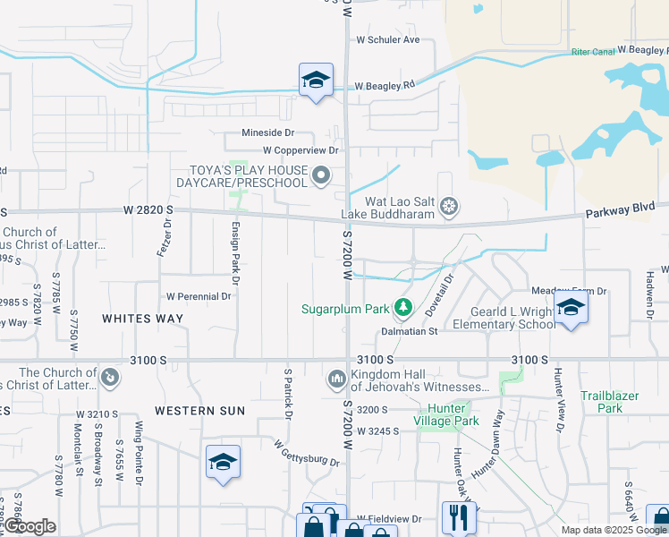 map of restaurants, bars, coffee shops, grocery stores, and more near 7217 Rushton Villa Court in Magna
