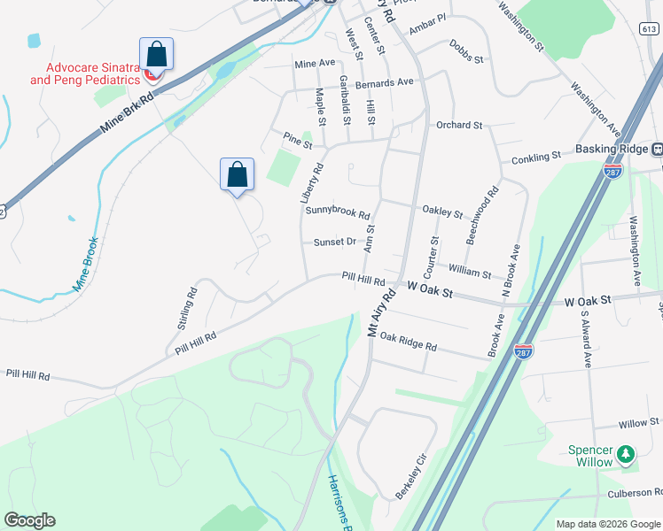 map of restaurants, bars, coffee shops, grocery stores, and more near 37 Pill Hill Rd in Bernardsville