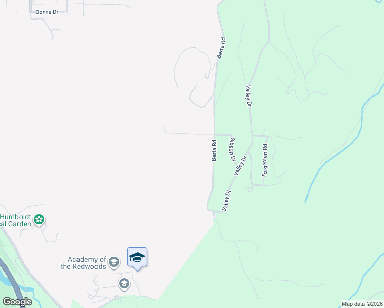 map of restaurants, bars, coffee shops, grocery stores, and more near 7767 Berta Road in Eureka