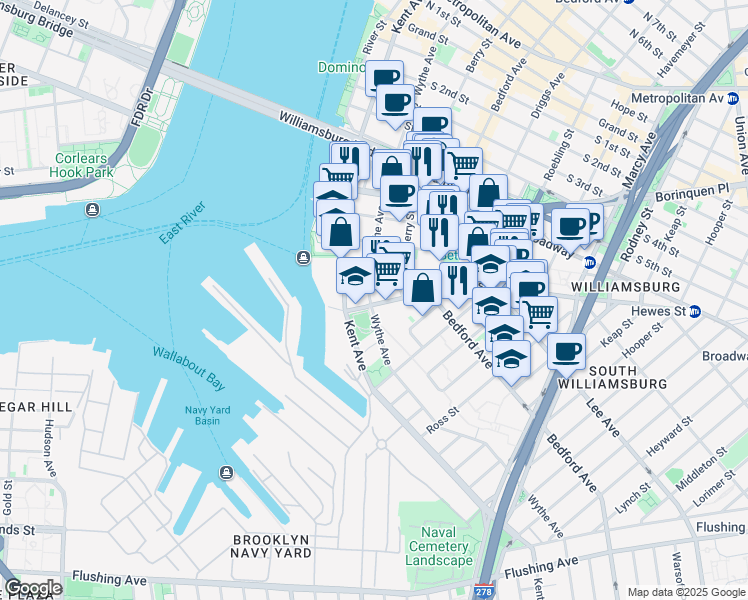 map of restaurants, bars, coffee shops, grocery stores, and more near in Brooklyn