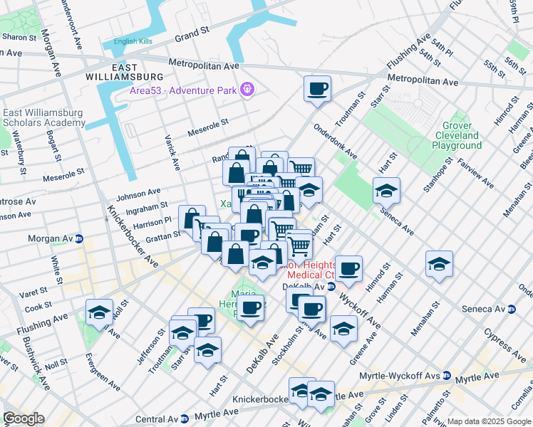 map of restaurants, bars, coffee shops, grocery stores, and more near in Brooklyn