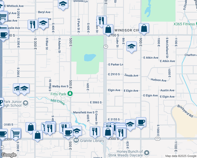 map of restaurants, bars, coffee shops, grocery stores, and more near 659 Garden Avenue in Salt Lake City