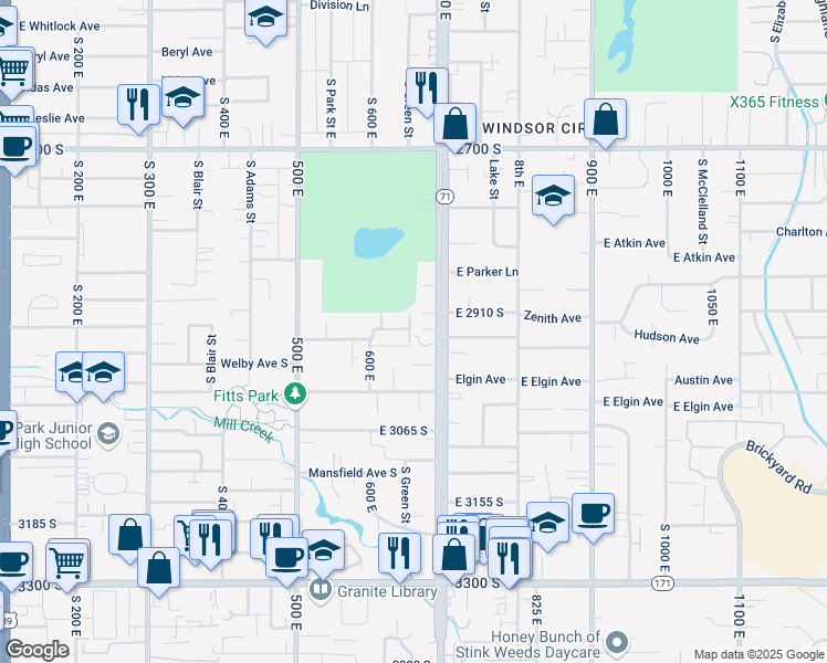 map of restaurants, bars, coffee shops, grocery stores, and more near 659 Garden Avenue in Salt Lake City